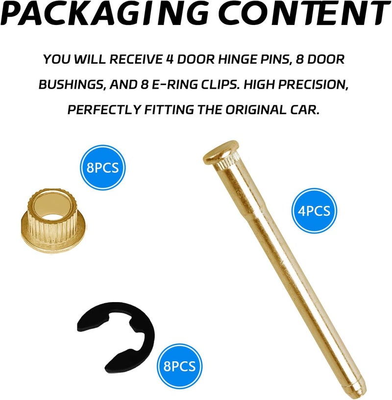 SamWinGear 4PCS Door Hinge Pins and Bushings Kit for Ford F150 F250 F350, Galvanized Steel, Gold, Surface Mount, 4 Count - Image 3